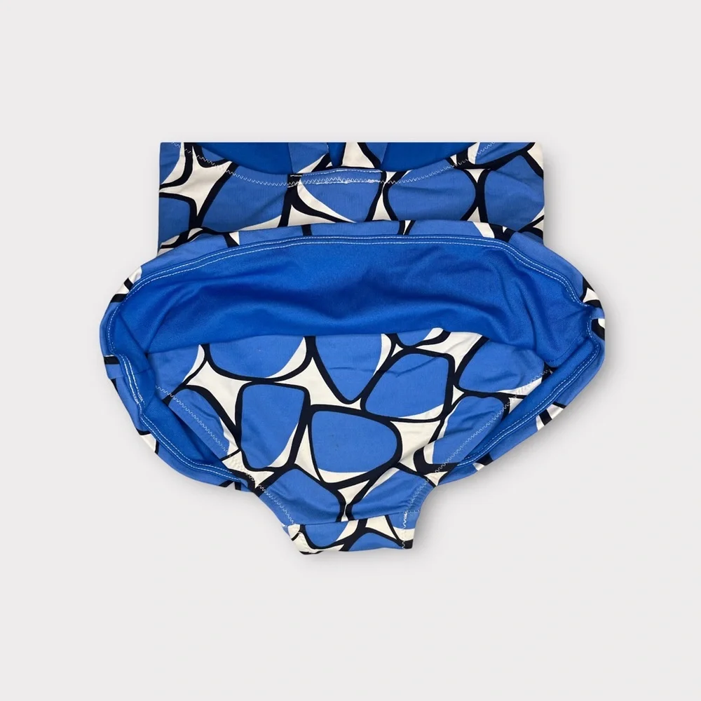 Diane Von Furstenberg DVF x GAP Blue & White Geo Shape Peplum Swimsuit